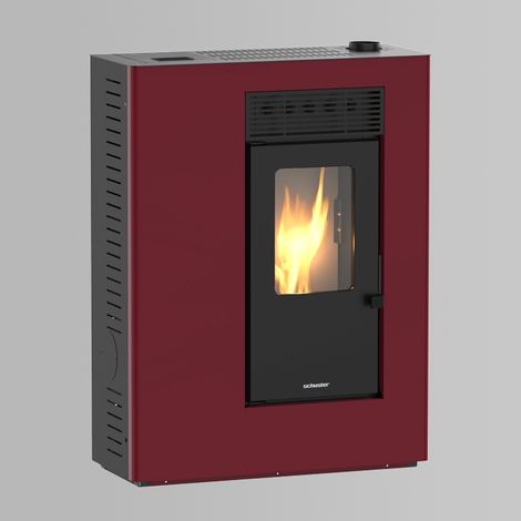 Estufa de Pellets Canalizable Slim 10 kW TIANA Burdeos Fondo 36 cm (1/4)