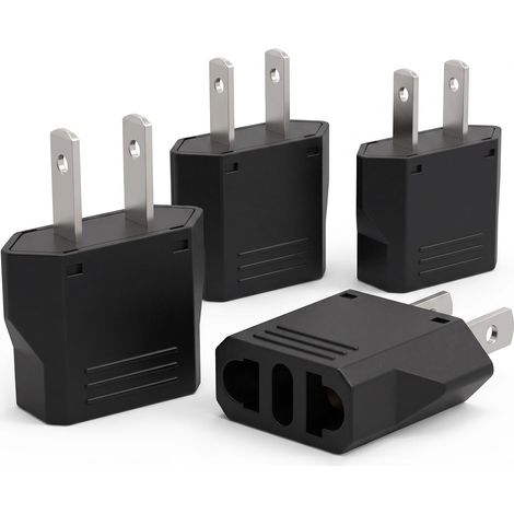 Adaptateur 4 Pieces Voyage, Adaptateur Voyage USA vers Prise Américaine pour Fiches C E F L A N, Adaptateur Secteur France Europe vers États-Unis Canada Japon Mexique Thaïlande, 250V 6A Compact (1/5)