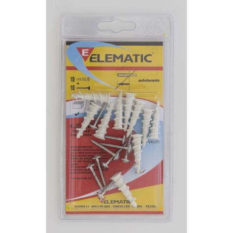 Elematic cf 10 pcs Chevilles en nylon Driva avec vis pour plaques de plA tre 3x25 millimA tre