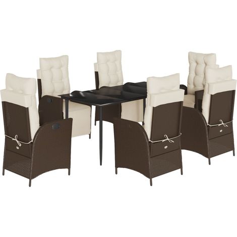 Maison Exclusive - Set comedor de jardín 7 pzas con cojines ratán (1/5)