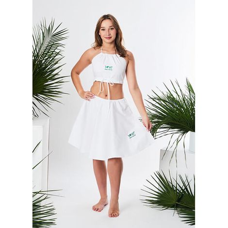 Tenue professionnelle pour maître de sauna avec jupe élastiquée 100 % coton - yeye Made in Nature Blanc S (1/5)