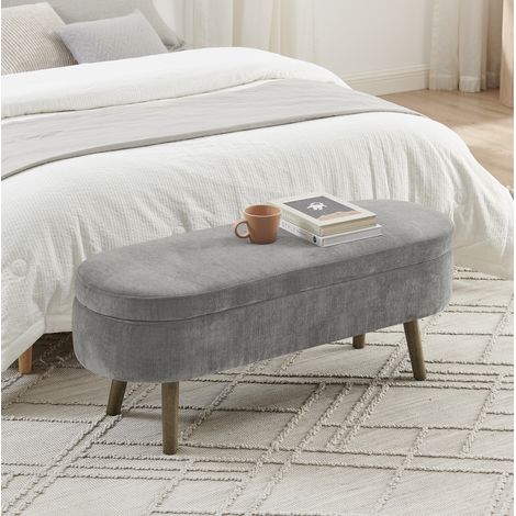 Panca contenitore con seduta in chenille 110 cm OKMYHOME (1/5)