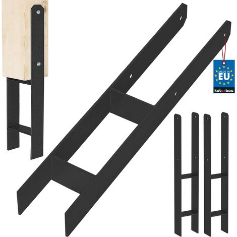 KOTARBAU® Kotarbau® Support de Poteau À Sceller - Support Poteau Bois en H 100x600 mm Lot de 2 - Pied de Poteau - Ancre Poteau Bois - Ancrage Poteau - Platine Poteau Bois - Acier Thermolaqué - Noir (1/5)