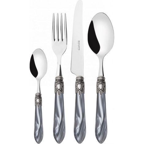 OXFORD Ghiera Argento Anticato, Posate Set 24 pz, Scatola