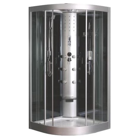 ONDEE ZEN - Cabine de douche hydromassante et hydrothérapie - Radio - GALIA - Gris - 1/4 C - 100cm (1/5)