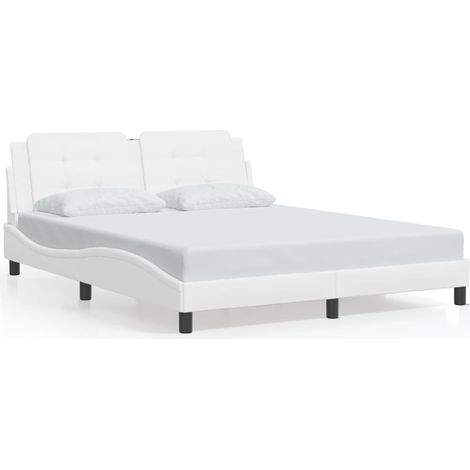 Lit double,Lit adulte,Cadre de lit sans matelas Zadar blanc 160x200 cm similicuir CFW8059829 (1/5)