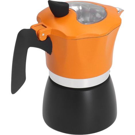 Klassische italienische Kaffeemaschine im Moka-Stil mit 150 ml Fassungsvermögen aus zweifarbigem Aluminium, ideal für Reisen, Zuhause und Büro. (1/5)