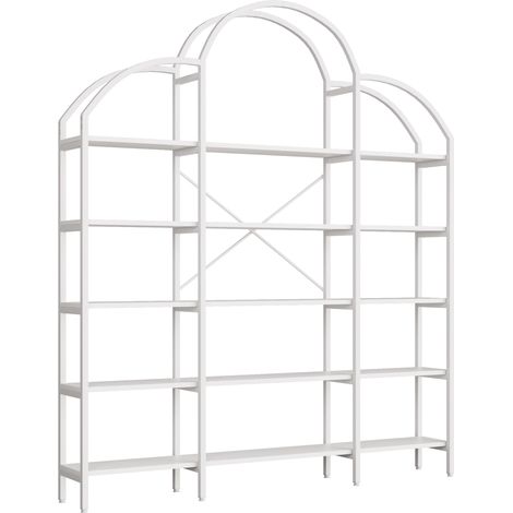ELVMI Scaffale con 5 Ripiani Contenitivi, Decorazione a Nuvola, Struttura in MDF e Metallo, Bianco, 170 × 26 × 190 cm (1/5)