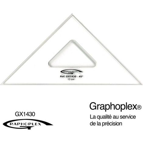 Graphoplex - Equerre 45° 3 bords anti-taches 13 cm