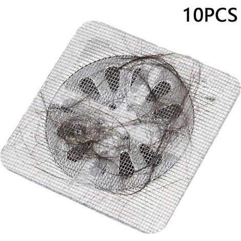 Lot de 10 grilles de protection jetables pour siphon de douche, lavabo et évier (1/5)