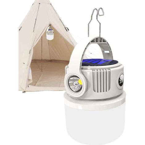 USB-wiederaufladbare Campinglaterne, wiederaufladbar, tragbar, für Wanderungen, weiches LED-Licht, multifunktional, PC-Material, 1 Stück (1/5)