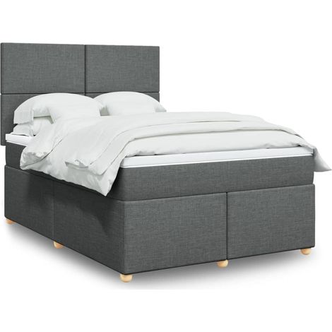 Boxspringbett mit Matratze Dunkelgrau 140x200 cm Stoff (1/5)