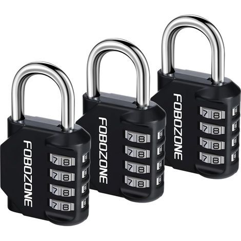 Juego de 3 candados de combinación, impermeables, de 4 dígitos, de aleación de zinc, para taquillas de gimnasio, armarios y puertas. (1/5)