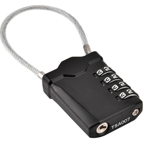 Cadenas de douane à câble en acier avec code (noir)