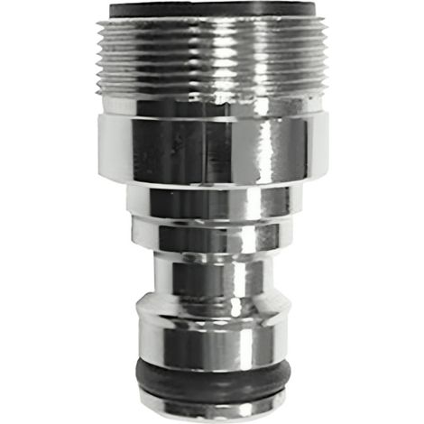 Adaptateur robinet mitigeur chromé mâle 24x100 sortie rapide tuyau arrosage (1/2)