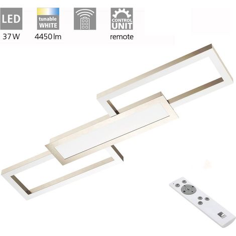 Plafoniera Moderna Monirote Acciaio Nichel Satinato Luce Led Integrato 37W (1/5)