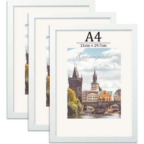 Bilderrahmen A4 MDF Acrylglas A4(21x29.7 cm) weiß 3 Stück (1/5)