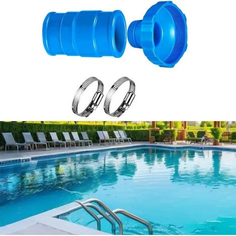Kit adaptateur de tuyau d'aspirateur compatible avec raccord en plastique 3,2 x 3,8 cm avec 2 colliers de serrage pour entretien de piscine hors sol et panier écumoire (1/5)