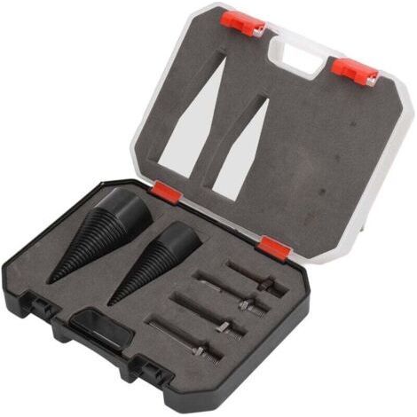 Removable Firewood Log Splitter Drill Bit, 6 Pieces Wood Splitter Drill Bits, Heavy Duty Cone Drill, 32mm 42mm Cones, Log Bits with 4 (1/4)