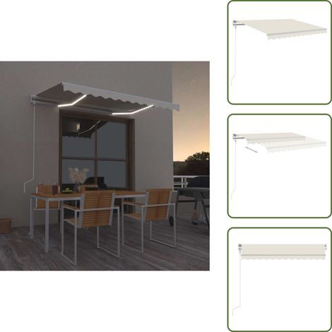 Auvent automatique avec capteur de vent et LED 300x250 cm Crème - Auvent Retractable - Pergola Bioclimatique - Abri Solaire - Parasol Électrique - Store Extérieur (1/5)