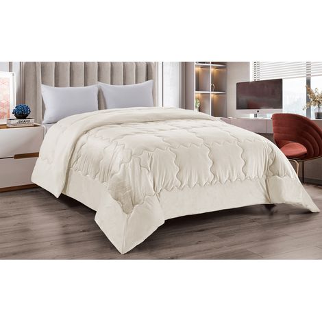Trapunta Matrimoniale Velluto Piumone Invernale 525 Gr/Mq Piumino Caldo Due Piazze Inverno Coperta Duck Friendly Crema - Matrimoniale (1/4)