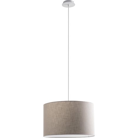 Lampada a Sospensione Rossini con Paralume Cilindrico Avorio - Struttura in Metallo Bianco - Attacco E27, Potenza 75W, IP20, Ø 48 x 30 x 150 cm (1/5)