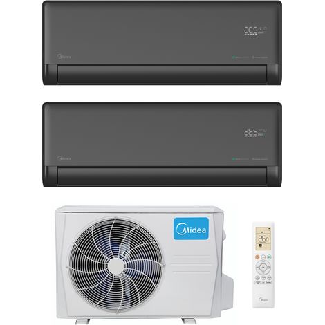 Ensemble climatiseur reversible Bi-split 3,5kw + 3,5kw mural connecté SOLSTICE NOIR - MIDEA