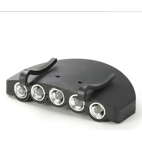 Lampe de chapeau à clip 5 LED pour pêche de nuit avec batterie (1/2)
