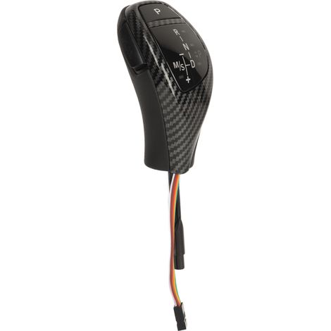 Pommeau de levier de vitesses automatique à LED avec bouton de démarrage rouge et LED, kit de conversion pour BMW Série 6 E63 (avant restylage), style fibre de carbone (1/5)