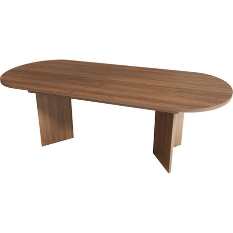 Table à manger extensible 160/200 x 90 cm avec plateau arrondi en MDF, capacité 6-8 personnes (1/5)