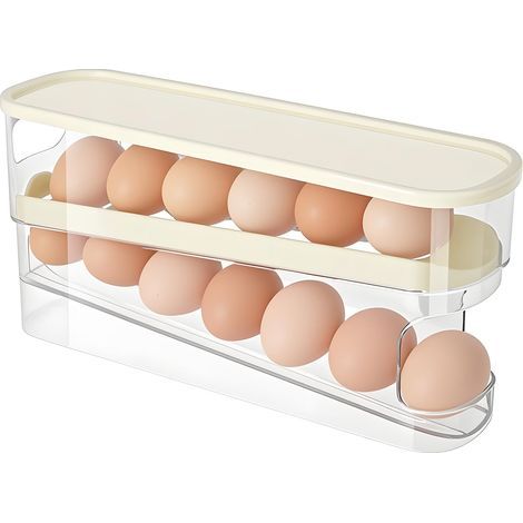 Distributeur Automatique d'œufs à 2 Niveaux, Organisateur d'œufs au Réfrigérateur, Distributeur Oeufs pour Réfrigérateur, Cuisine, Armoires (1/5)