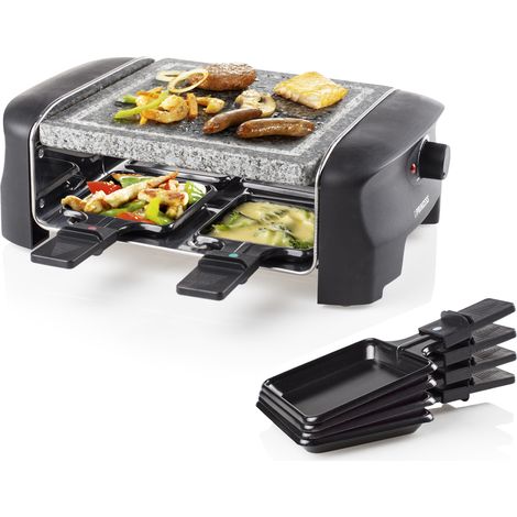RACLETTE Partygrill für 4 Personen, Steinplatte 21x21cm, 600 Watt (1/5)