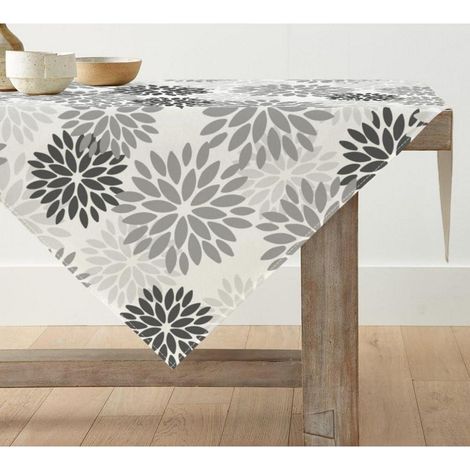 Tischdecke Blumen Grau 85x85 cm Quadratisch Polyester Pflegeleicht