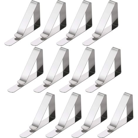 Set mit 12 silbernen Tischdeckenklammern – Mit verstellbaren Klammern, Picknickklammern, hochwertige Metallkonstruktion, geeignet für Partys und den Gebrauch zu Hause. (1/5)