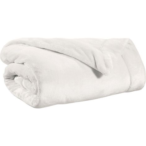 Plaid Doux Aspect Velours Snow Couverture de Canapé Blanc Neige 150 x 200 cm - PANGIVO (1/3)