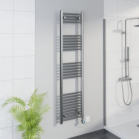 WiFi Thermostatic Straight Towel Rail Timer Chrome 1600x400mm