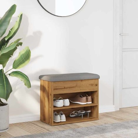 Banco zapatero madera de ingeniería roble artisan 62x32x50 cm vidaXL (1/5)