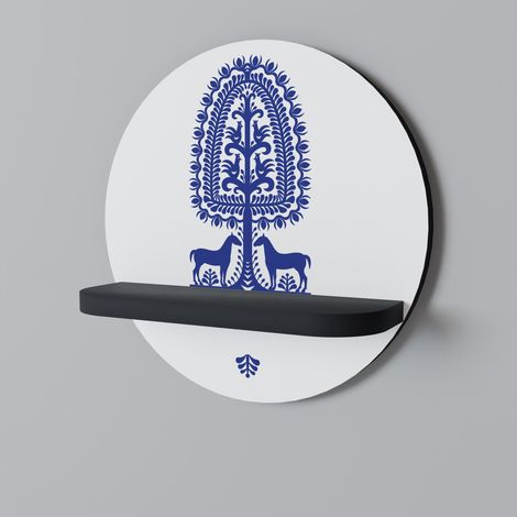 POLISH FOLK ART Rundes Regal Schwarz (1/5)