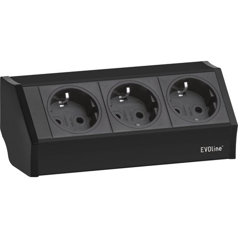 Evoline V-Dock Steckdosenelement 3xSchuko schwarz - Tischsteckdose, 3 Schukosteckdosen, schwarz, max. 3500W, 1 Stück (1/5)