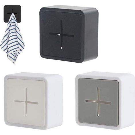 Square wall-mounted towel rack, high-quality silicone adhesive hooks, 3-piece set (1/5)