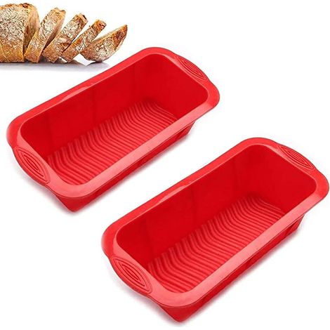Lot de deux moules à pain rectangulaires en silicone anti adhérents pour pâtisserie et quiches accessoire de boulangerie pratique (1/5)
