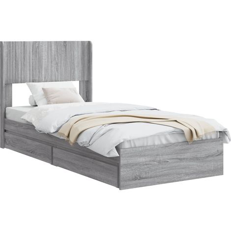 Bed Frame with Storage and Headboard Grey Sonoma 75 x 190 cm vidaXL (1/5)
