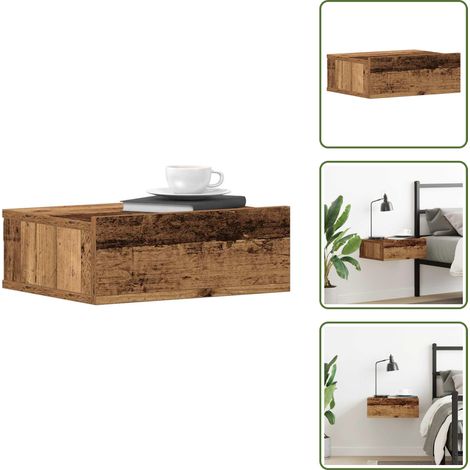 Table de chevet flottante vieux bois bois d'ingénierie - Table De Chevet Flottante - Tables De Chevet Flottantes - Table De Nuit - Table De Lit (1/5)