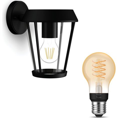 Philips Hue Sunera Aplique de pared exterior Down E27 (Negro) Luz blanca cálida - White Filament (1/5)