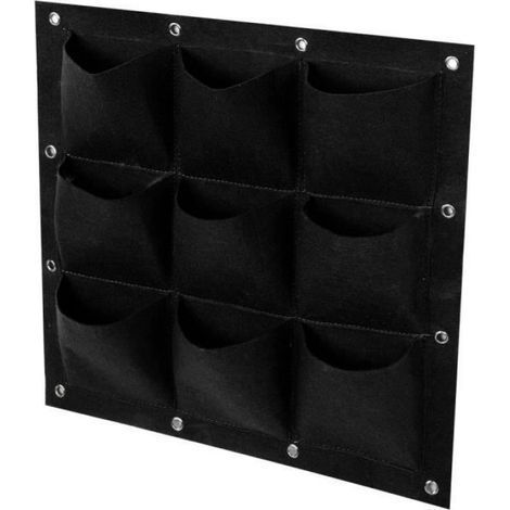 Sac de Jardinière Verticale - - 9 Poches - Tissu Non Tissé - Noir - 50x50 cm (1/4)