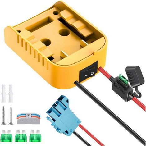 Adaptateur Batterie Power Wheels - 20 V - Compatible Batteries 18 V 20 V - Avec Fusible 30 A et Interrupteur - Pour Jouets Électriques Enfants - 1 Pièce (1/5)