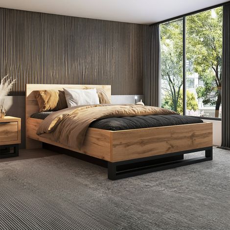 Box cama Eden Madera y Negro 140x200 con somier incluido (1/4)