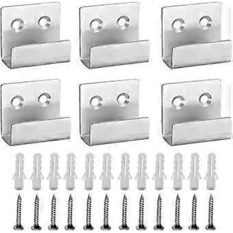 SZTXJ Lot de 6 crochets robustes en acier inoxydable pour carrelage mural, support métallique pour appareils, équerre d'angle en forme de U pour salle de bain, cuisine et garage.-NANOTEH (1/5)