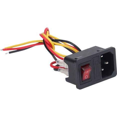 Lot de 4 connecteurs pour imprimante 3D avec interrupteur à bascule, fusible et indicateur, 3 broches IEC320 C14, 250 V CA, 10 A (1/5)