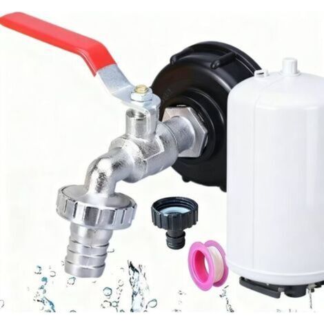 Robinet Cuve 1000l, 3/4" Adaptateur de Réservoir en Alliage d'aluminium,Raccord Cuve 1000 Litres,Robinet de Jardin avec Adaptateur en Laiton,S60X6 IBC Robinet Cuve pour Robinet de Jardin